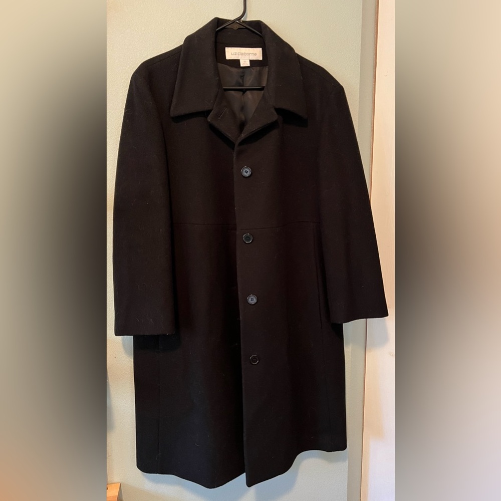 Liz Claiborne 100% Wool Black Coat - Womens Size 16